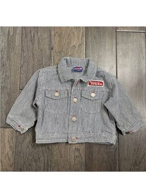 Vintage 1999 Tonka Construction Wear Hickory Stripe Denim Jacket 18M